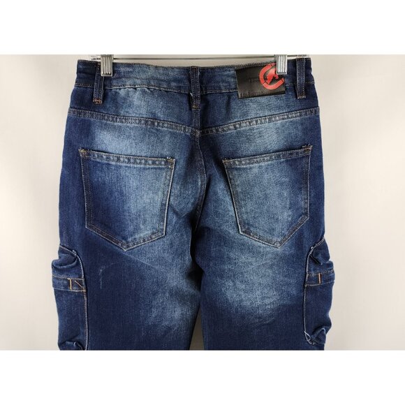 ECKO Unltd Jeans Mens 29 Blue Loose Cargo Distressed Denim (29x30) NWT - Picture 11 of 15